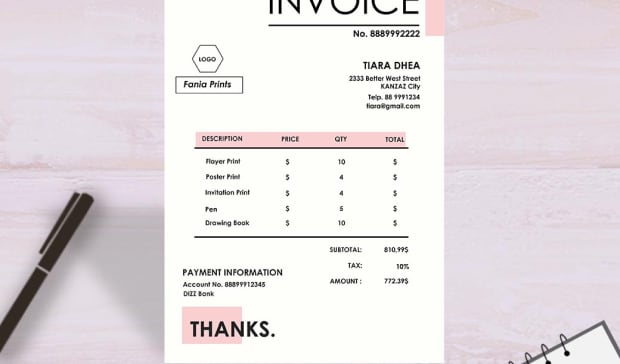pink invoice
