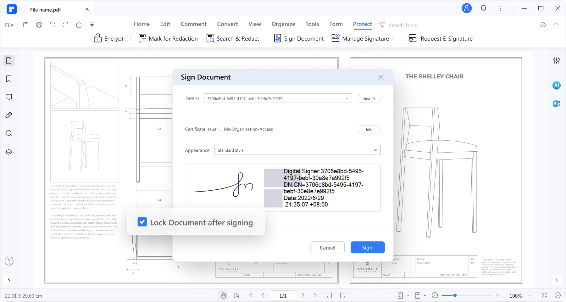 signing document using wondershare pdfelement