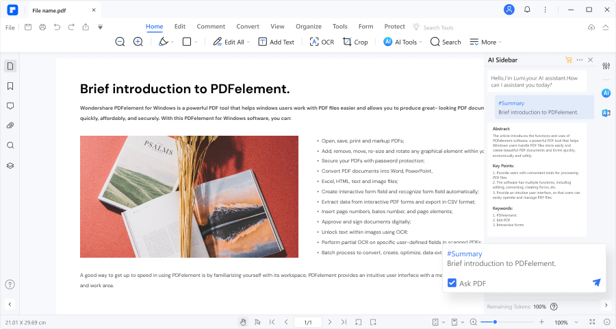 wondershare pdfelement ai read feature