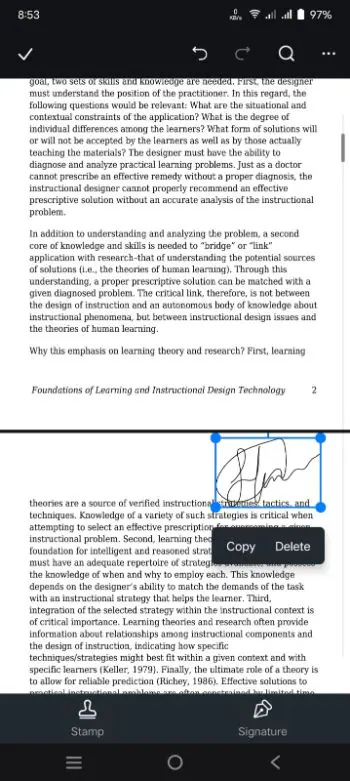 adjust pdf signature pdfelement android