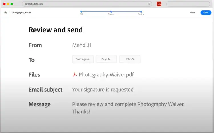 adobe envoyer un document