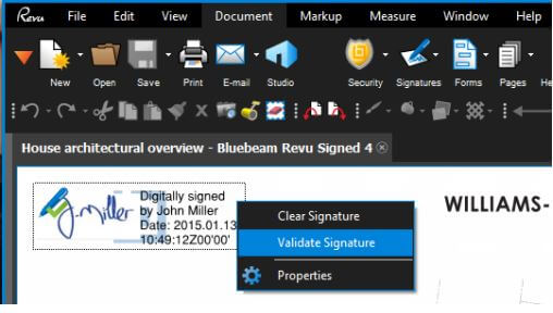 validating signature on bluebeam revu