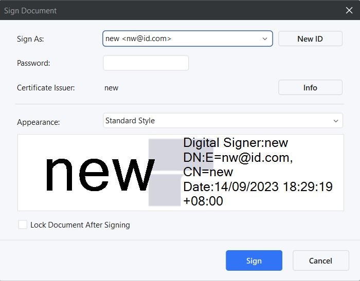 signing with the new digital id