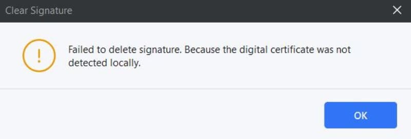 cannot delete a signature on pdfelement