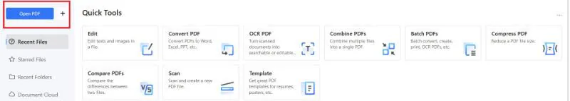 ouvrir un pdf sur wondershare pdfelement