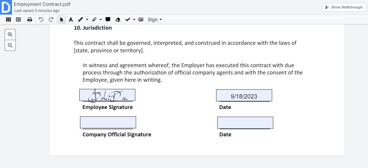 sign document