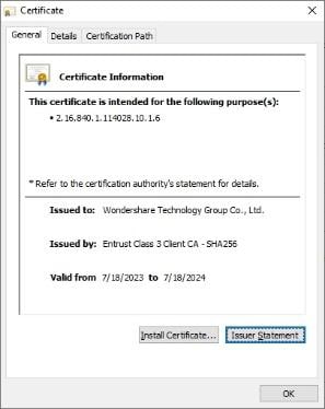 show certificate