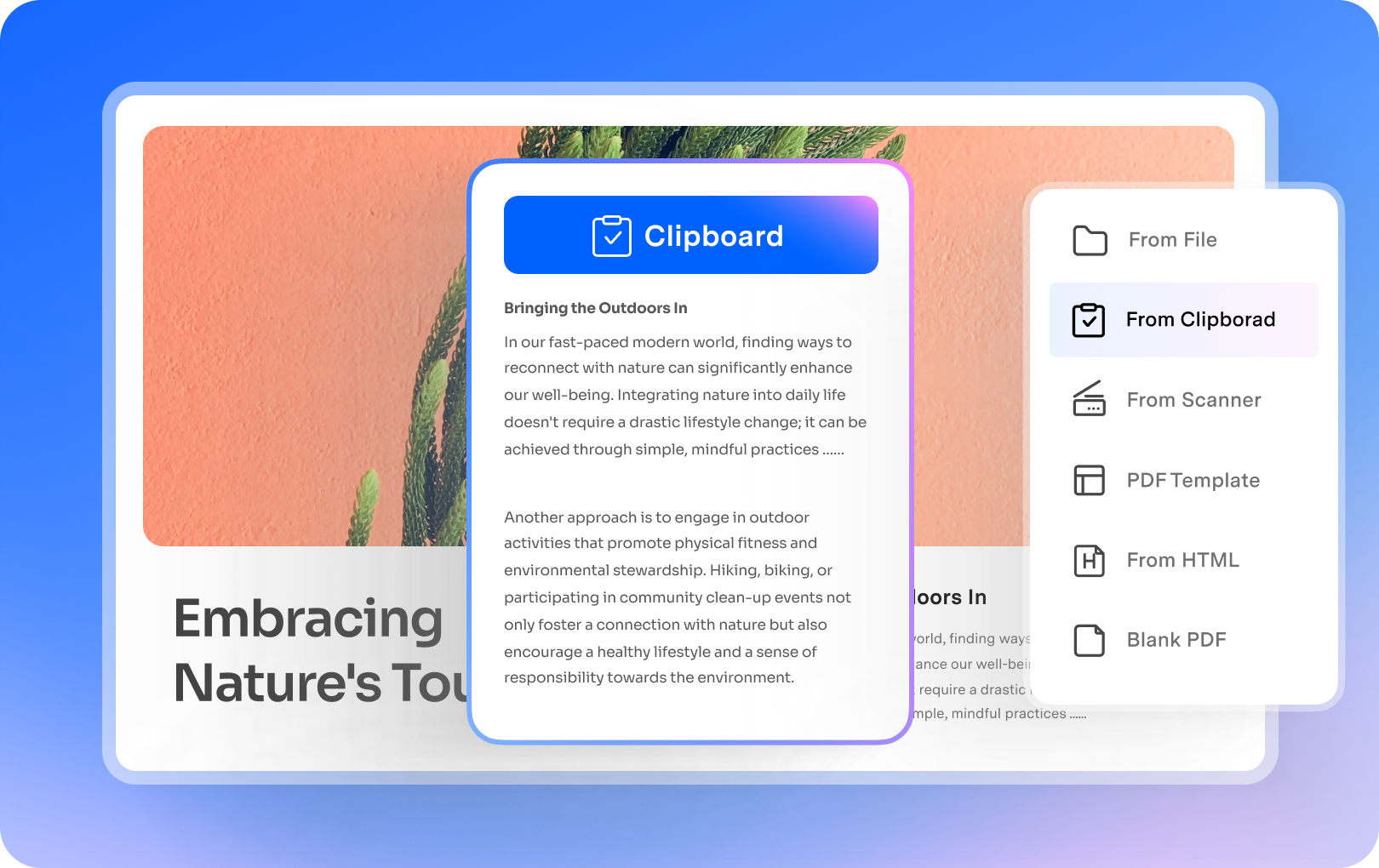 create pdf from clipboard