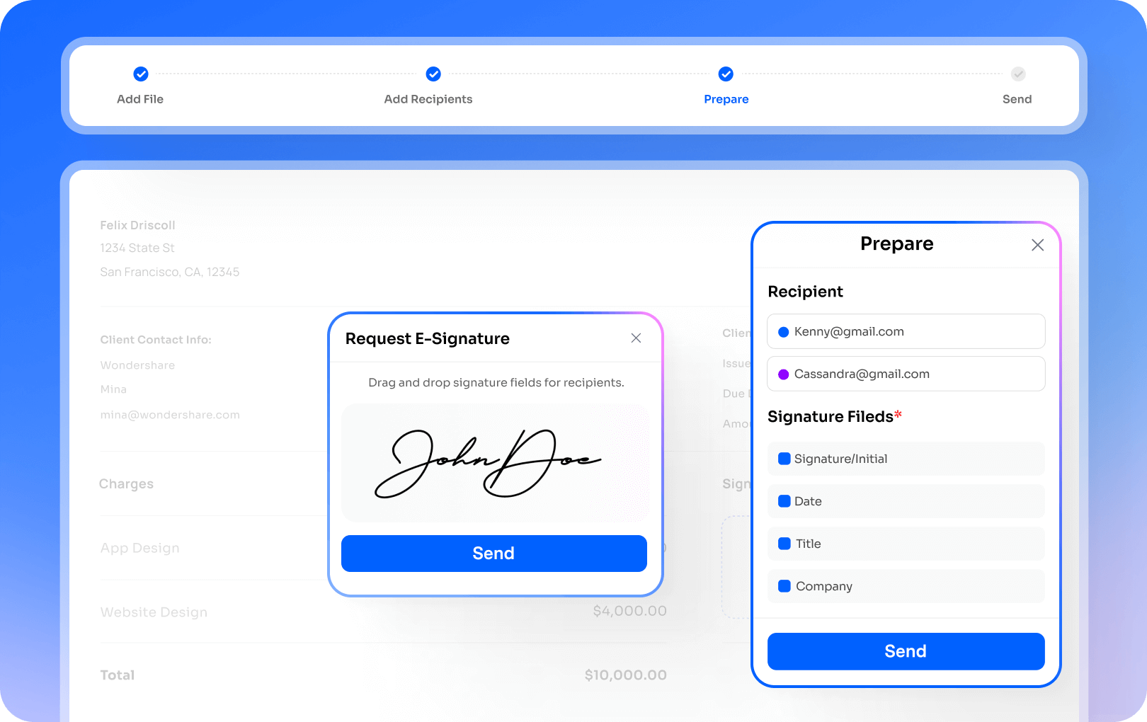 Create interactive signature fields