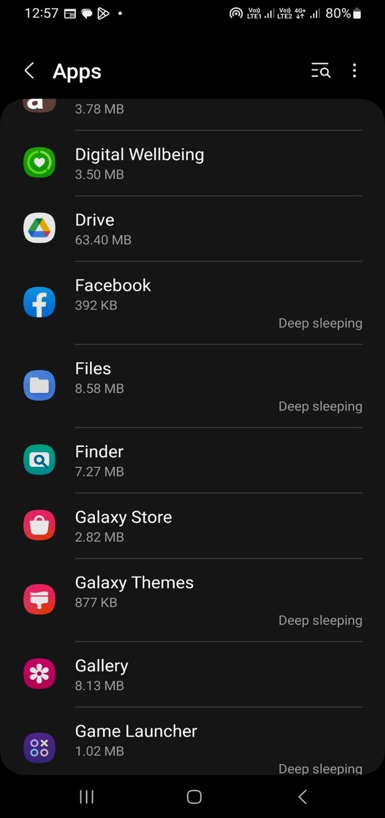 access the apps settings