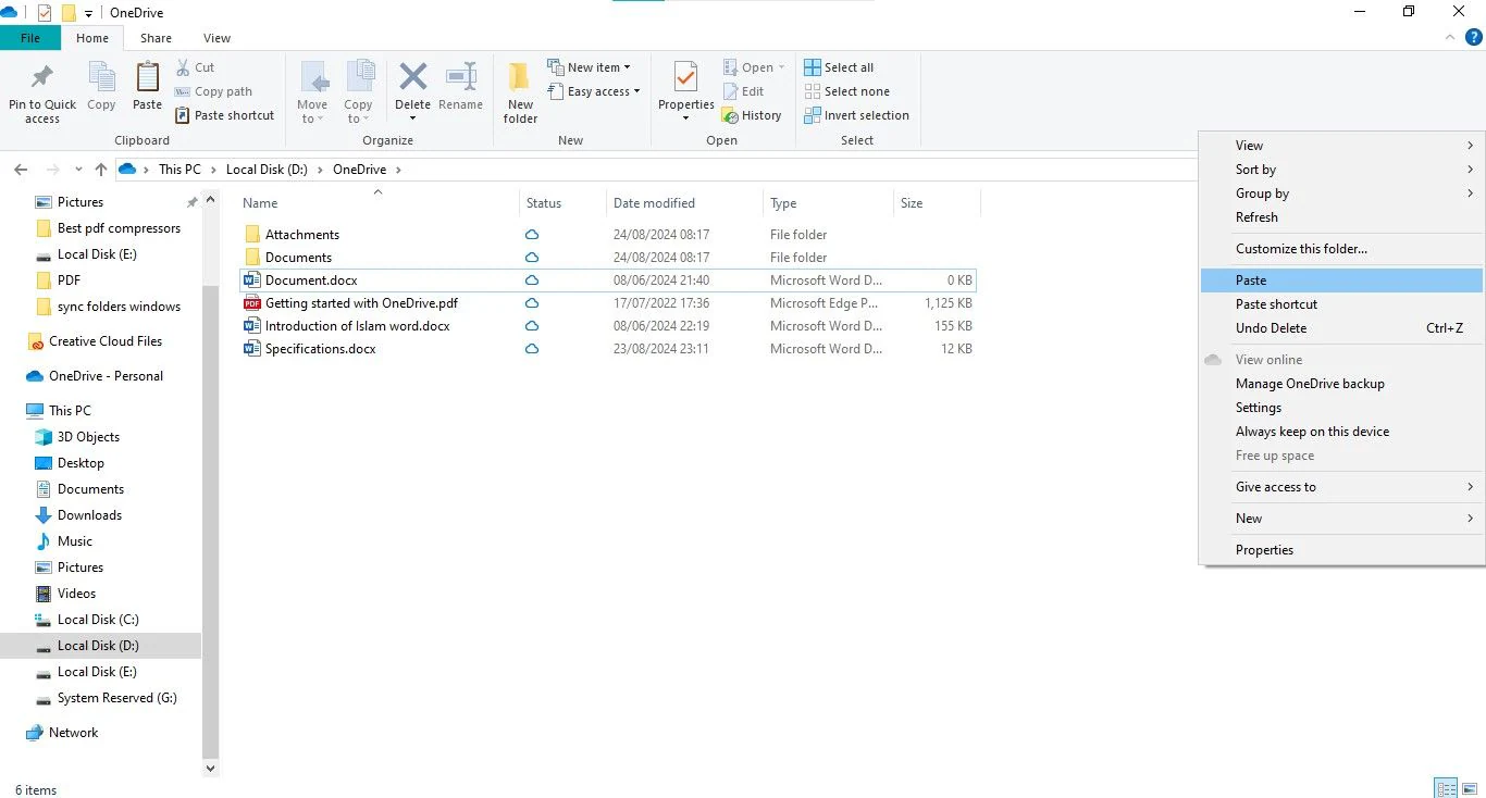 sincronizzazione delle cartelle OneDrive