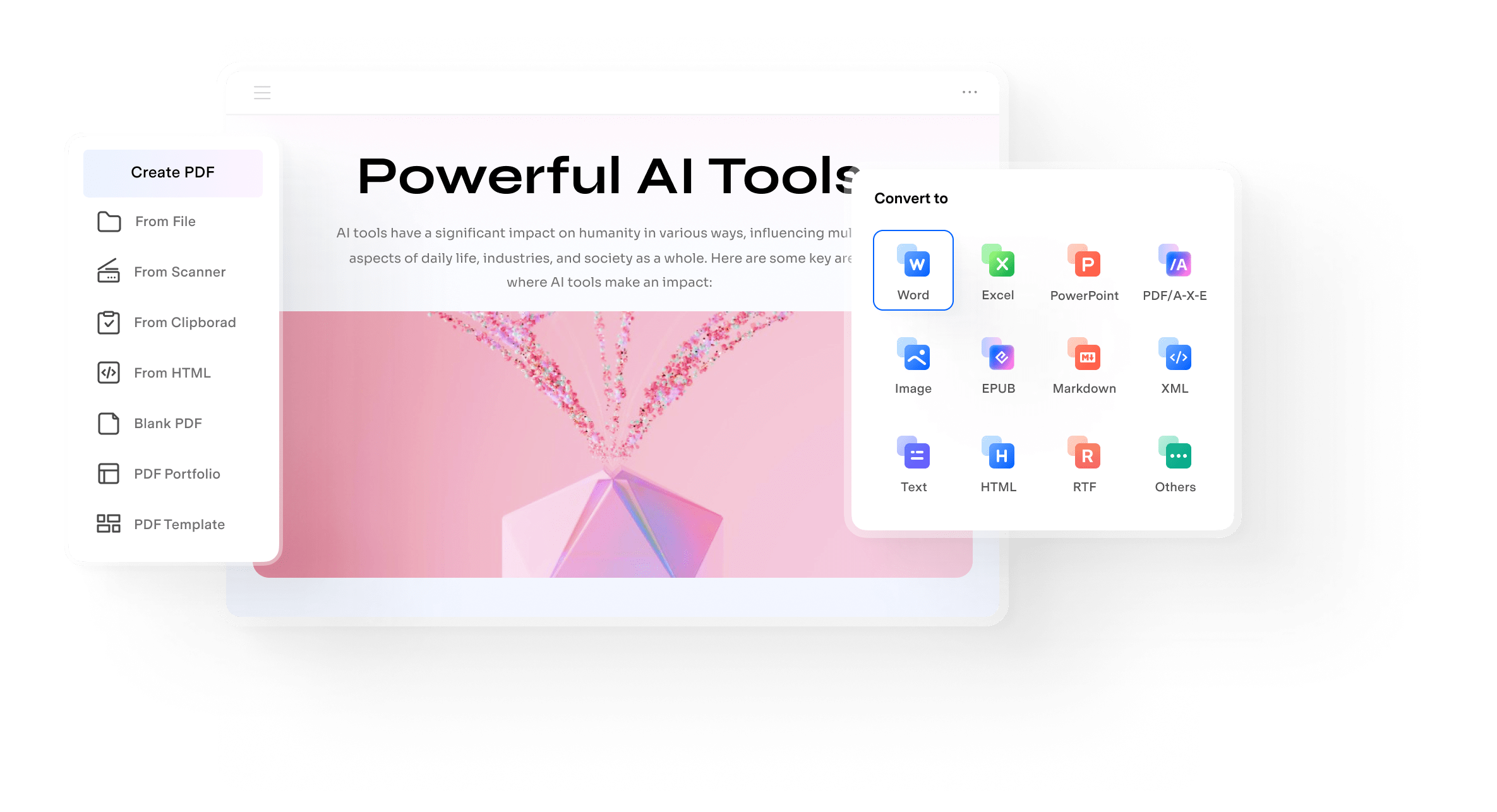 Convert files to and from PDF format in high quality