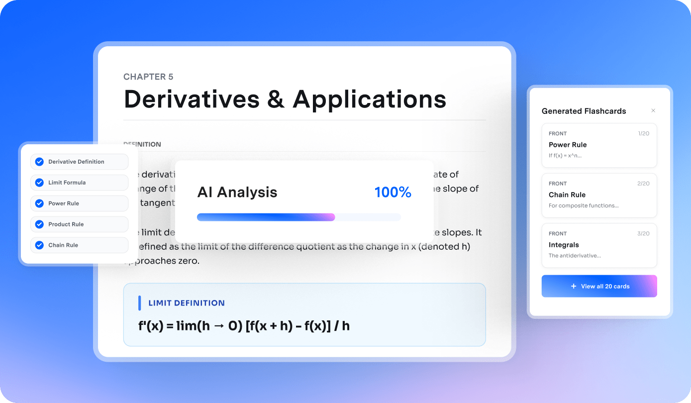 Generate personalized flashcards in seconds.