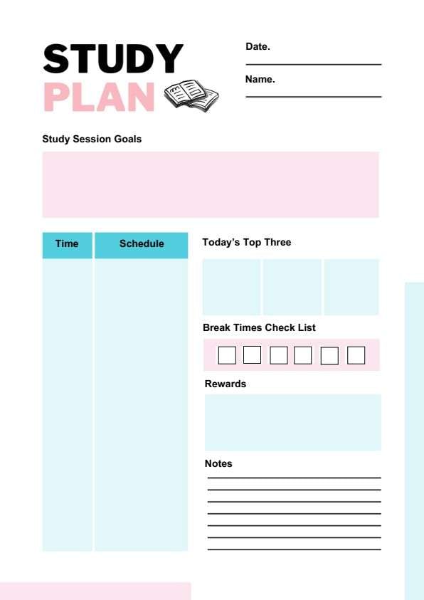 Customize a printable Daily Study Plan Template PDF