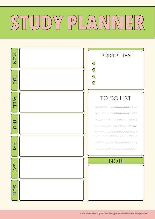 Weekly Study PDF template