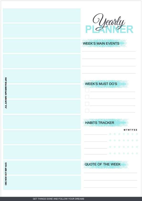 yearly Planner PDF template
