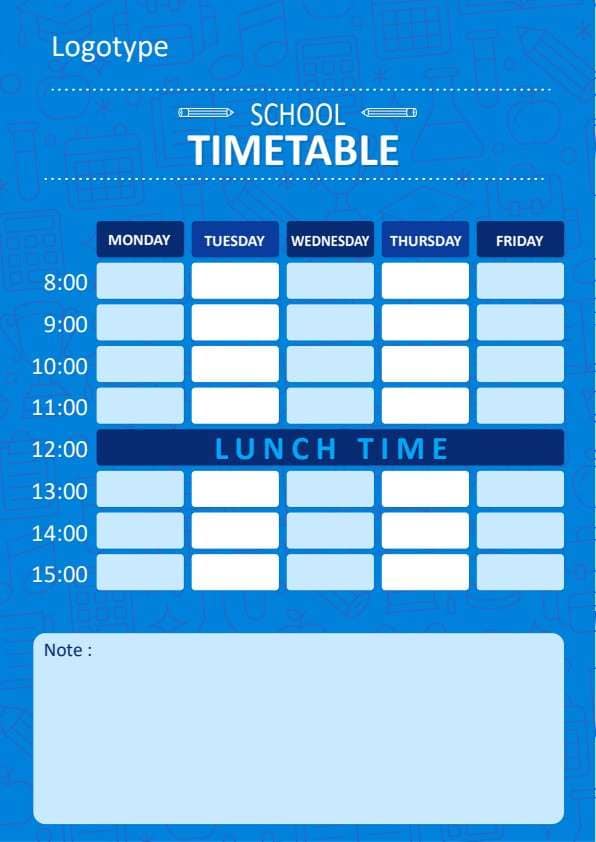 Customize a printable School Timetable PDF