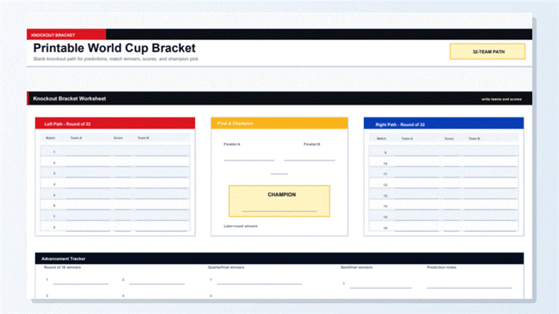 Personalizar un PDF imprimible del cuadro del Mundial
