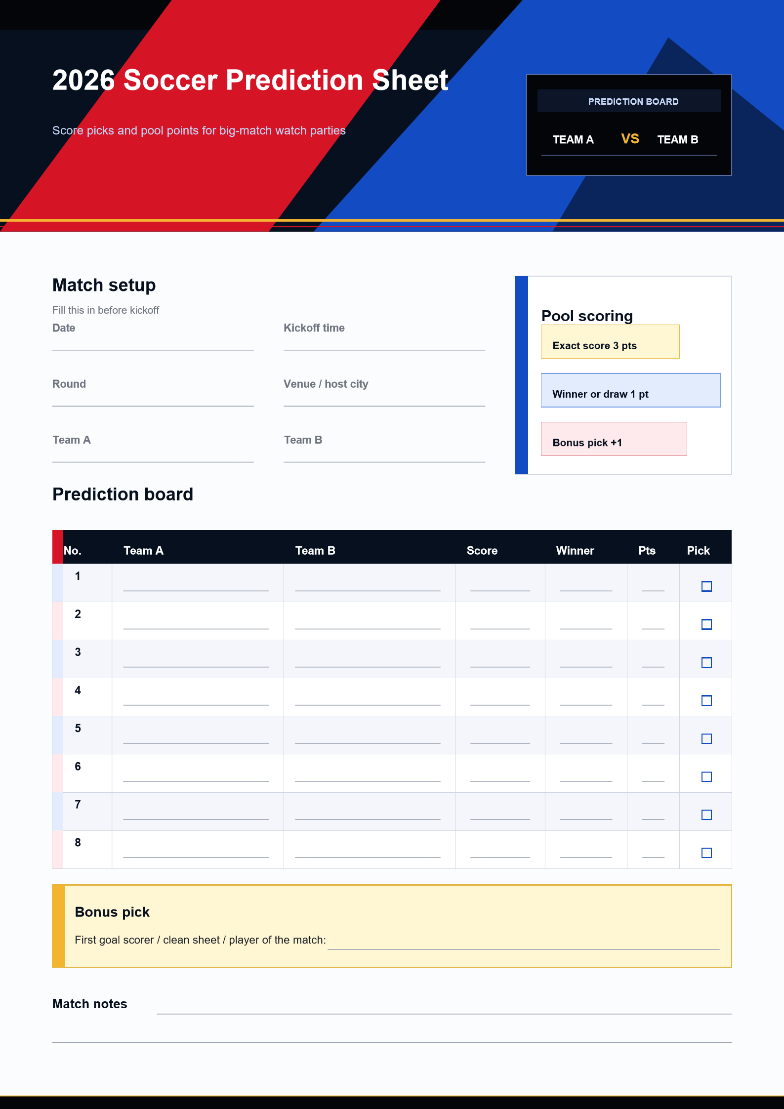 soccer match prediction sheet