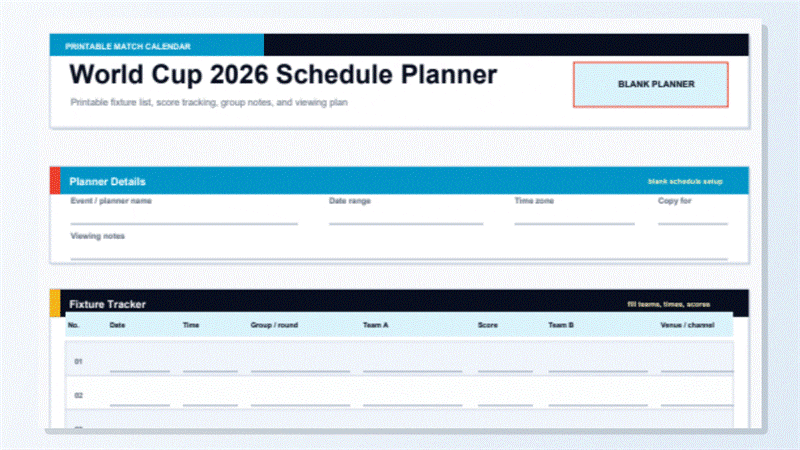 Personalizar una plantilla PDF del calendario del Mundial 2026