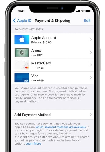 Zahlungsmethode aus der Apple-ID auf ios 14 löschen