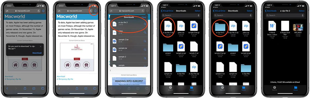 open zip files on an iphone or ipad in ios 14