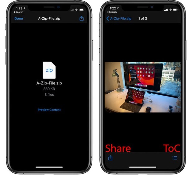 open zip files on the iphone in ios 14