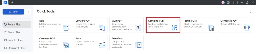combine pdfs feature