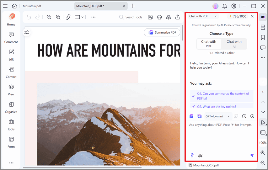 chat with pdf feature