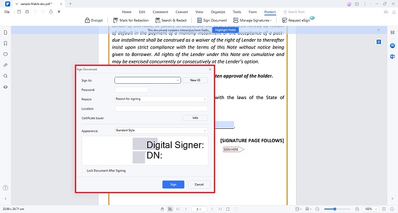 pdfelement pdf signature protection