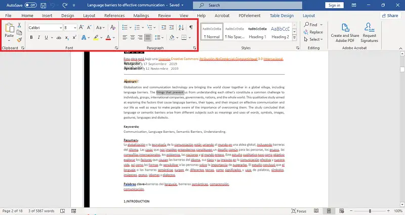 strumento di modifica del nastro degli strumenti di Microsoft Word