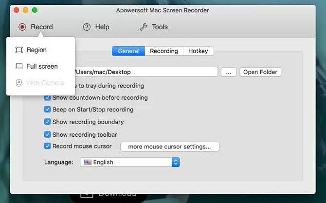 apowersoft screen recorder for mac on macos 10 15