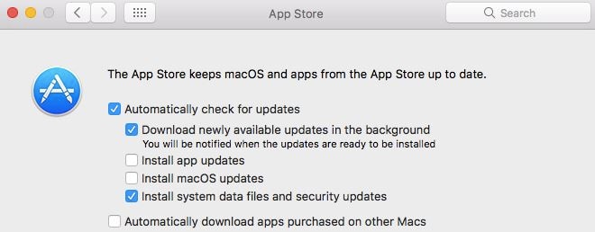 Auto Update Settings on macOS 10.15