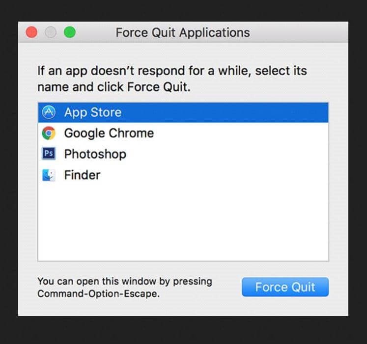 force quit window process macos 10 15