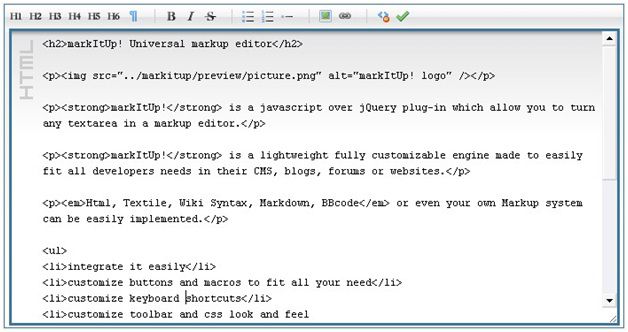 markItUp HTML-Editor für macOS 10.15