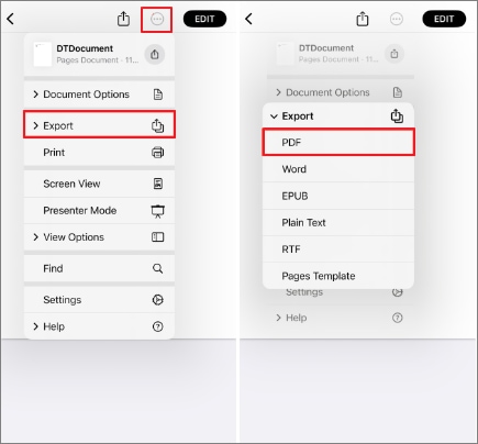 how to convert pages to pdf iphone
