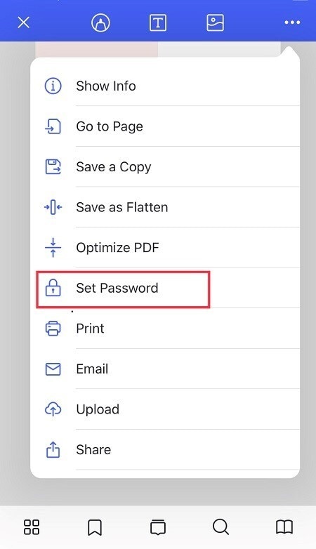 tap on the option of set password