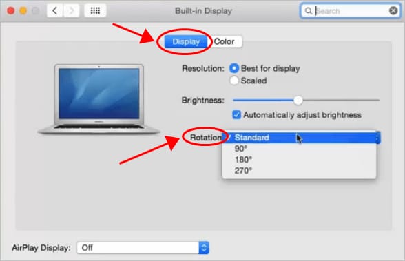 rotate screen on your macos 10.15
