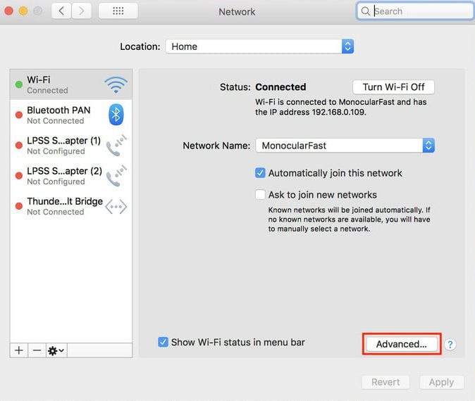 forget a wireless network in macos 11