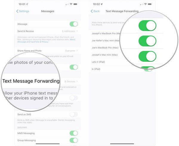 mac text message forwarding not working ios 11.1