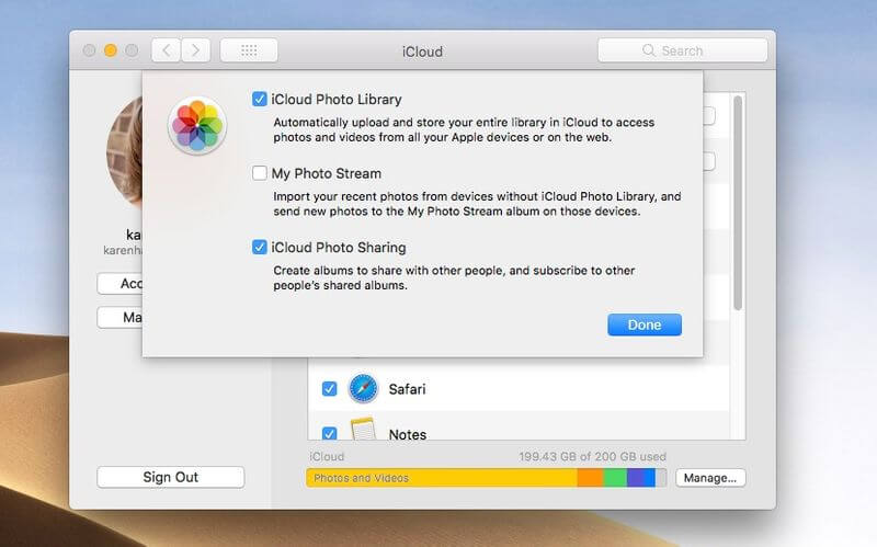 turing icloud photo library back on