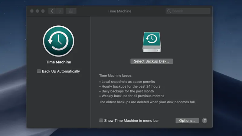 turning off time machine