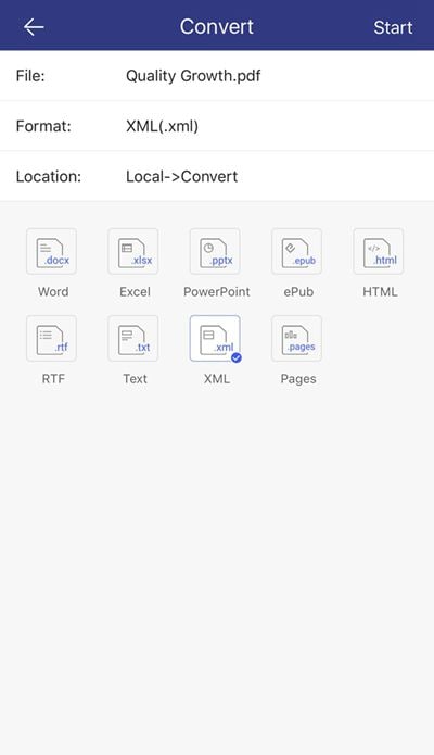 Convertir pdf a xml en el ipad
