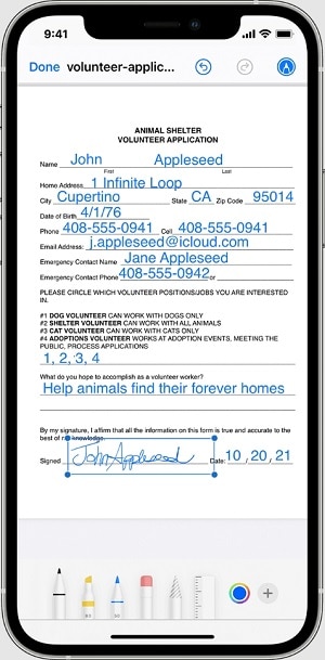 how to add signature to pdf iphone