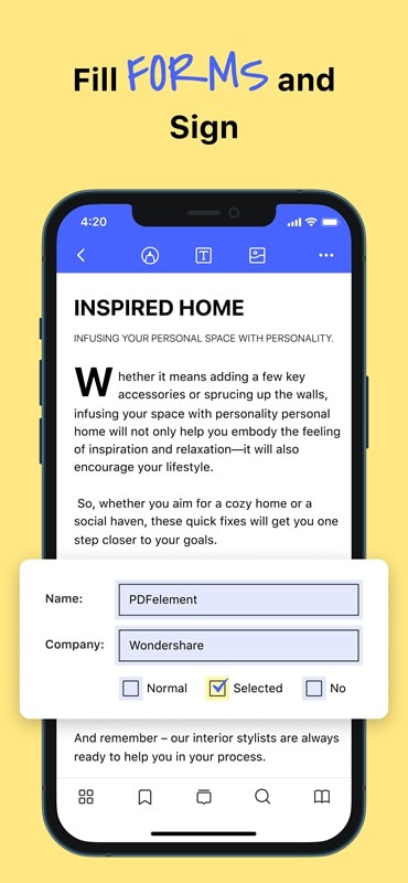 PDFelement fill out pdf on iphone