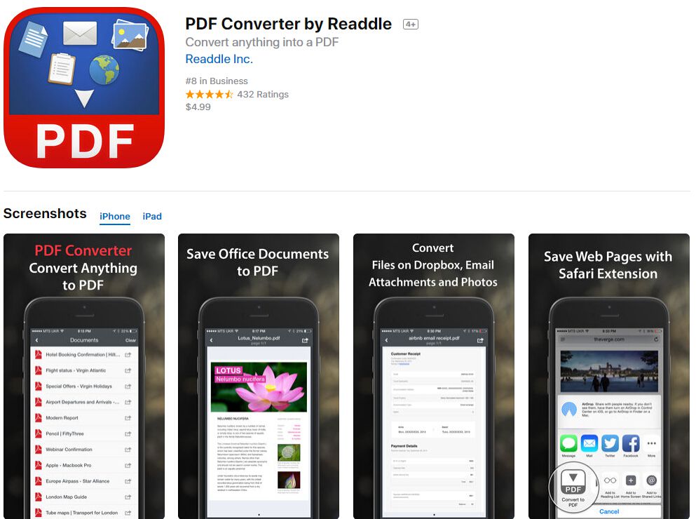 convertire testo in pdf su iphone