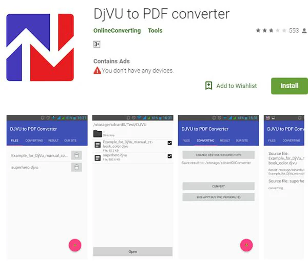 конвертер djvu в pdf скачать бесплатно для android