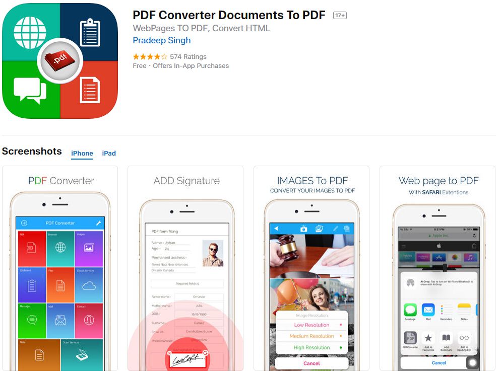 come convertire documenti Word in PDF con iphone