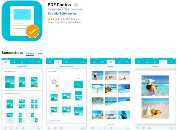 Convertir fotos a PDF en el ipad