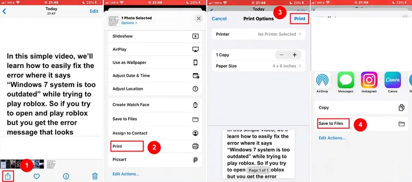 how to convert screenshot to pdf iphone